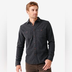 Faherty Knit Alpine Button Down Shirt Mens XXL Dark Gray Long Sleeve Stretch